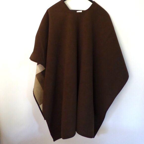 NEW WOMENS REVERSIBLE FASHION WINTER WRAP WOOLRICH BRAND BROWN & PLAID (ONE SIZE - Picture 4 of 10